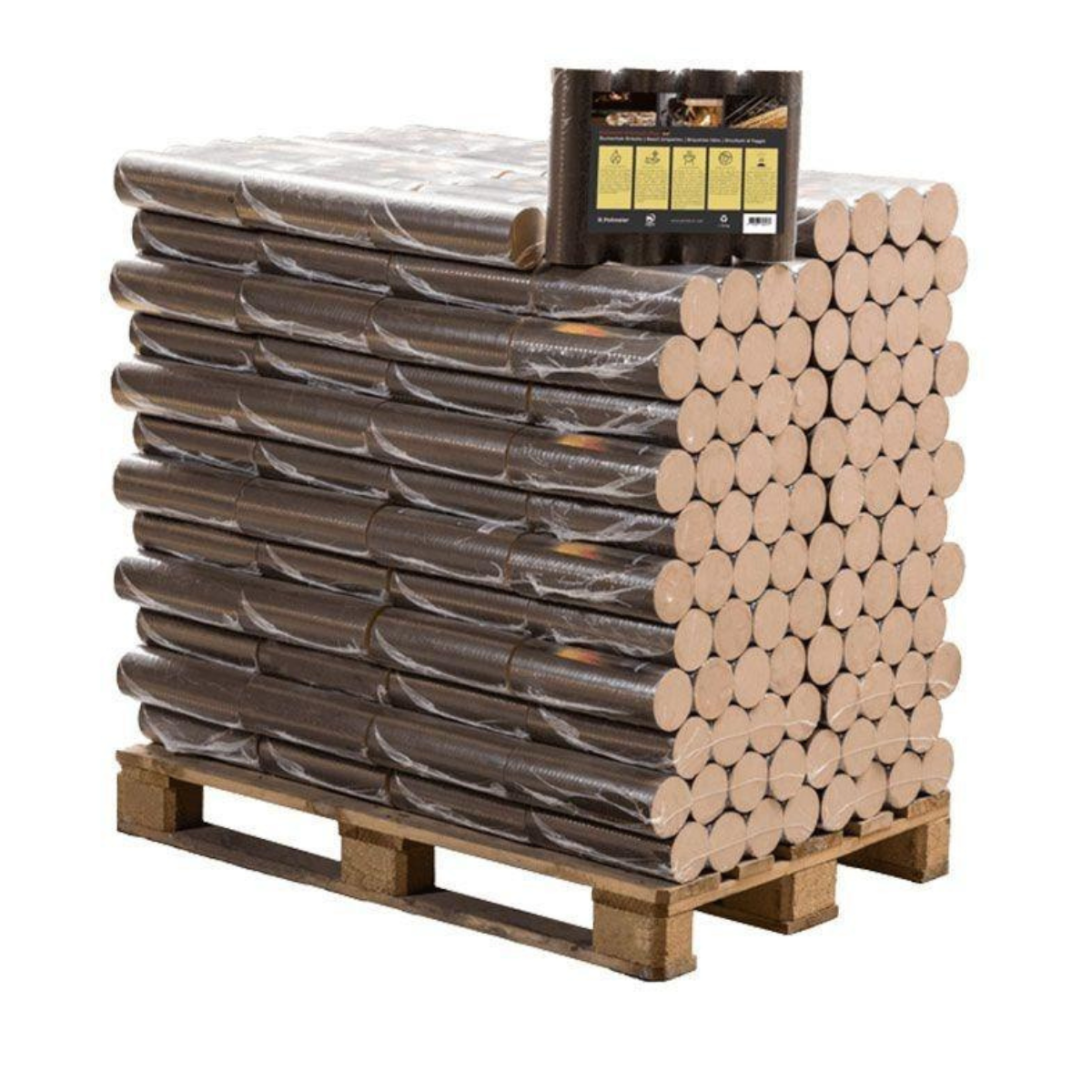 Ronde Beuken Houtbriketten – Pallet 960 kg (96 pakken van 10 kg)